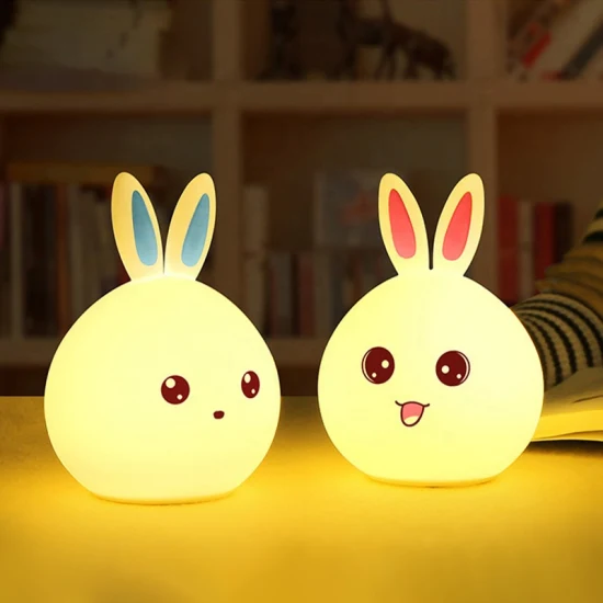 Lampada in silicone a forma di coniglio a LED ricaricabile con colore cambiato