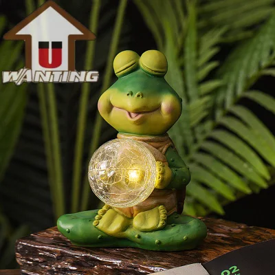 Statuetta a forma di rana, luce solare, giardino, gufo, ornamenti da prato, palla, regalo promozionale funzionale